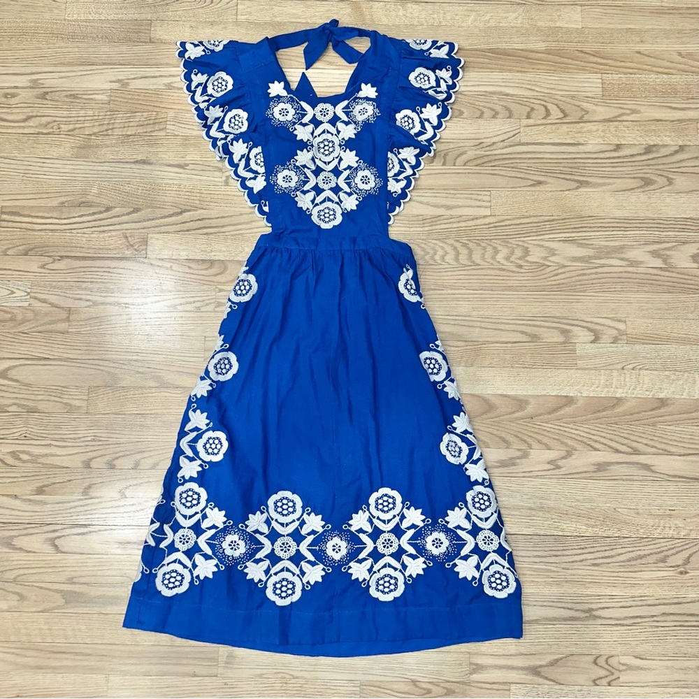 NWT SEA New York Manuela Embroidered Apron Midi Dress - Picture 2 of 10